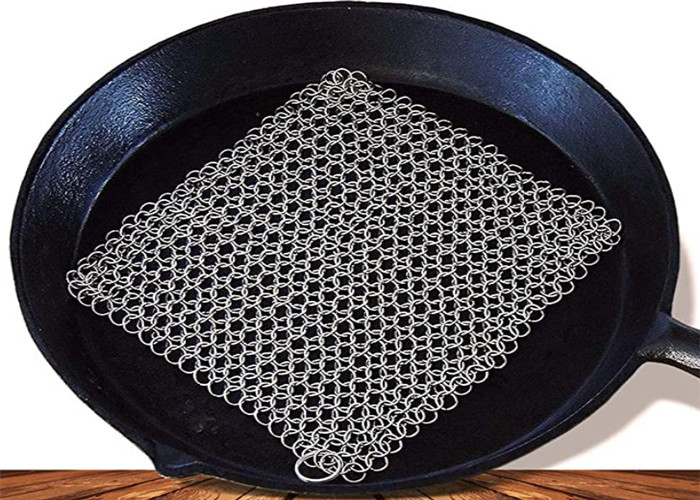 Kitchen Chainmail Cast Iron Cleaner Scrubber For Kit Bright