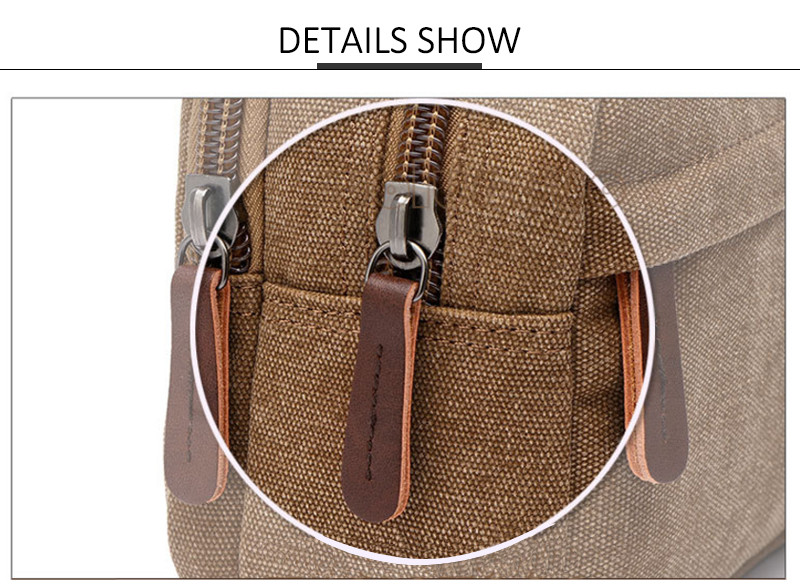 Men'S Vintage Leather Canvas Travel Shave Kit Bag