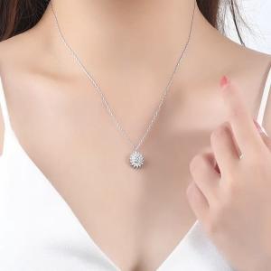 Quality 925 Sterling Women Necklaces Silver Daisy Necklace Cubic Zircon Cross for sale