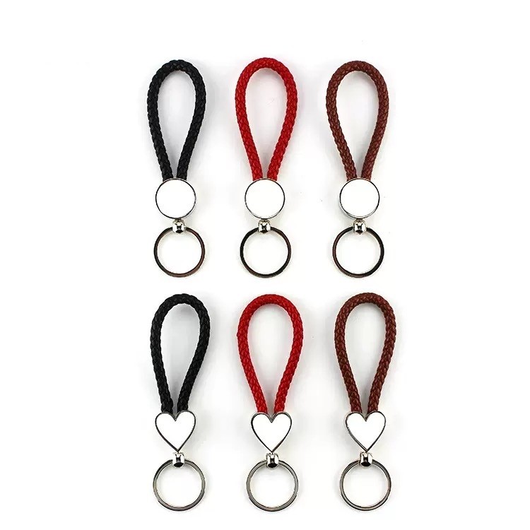 Sublimation Metal Keychain With Woven Rope Blank Bag Pendant Keyring