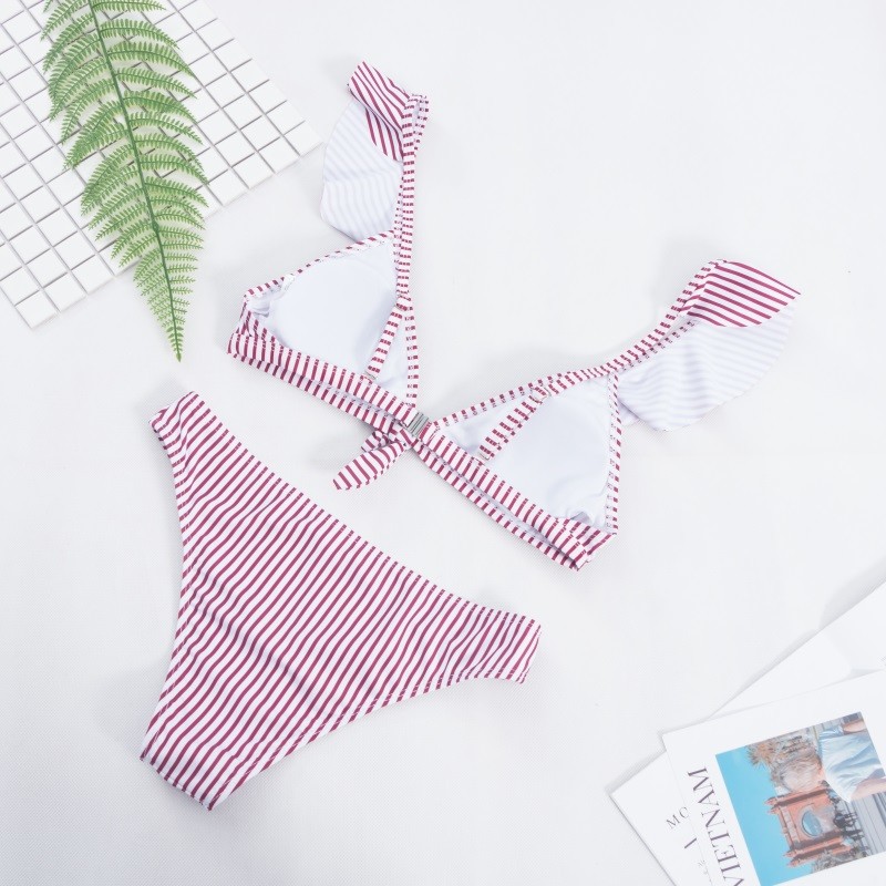 Tiered Layer Tie a Knot Front Top With Low waist Bikini swimsuit high cut