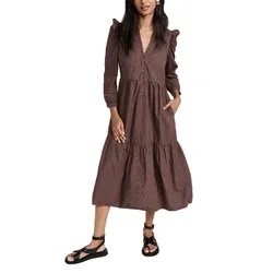 Casual Dresses View Larger Imageadd to Compareshareladies Poplin V Neck Dress for Women Long Sleeve Clothing Manufacturers Elegant Striped Print Custom Lo