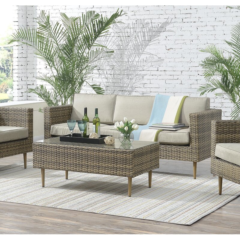 27.5'' H X 30'' W X 29'' D Chair Size Rattan Garden Furniture Set for Outdoor Living