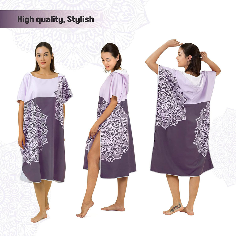 Cheap Bulk Custom Printed Microfiber Surf Hooded Poncho Beach Towel For Adults