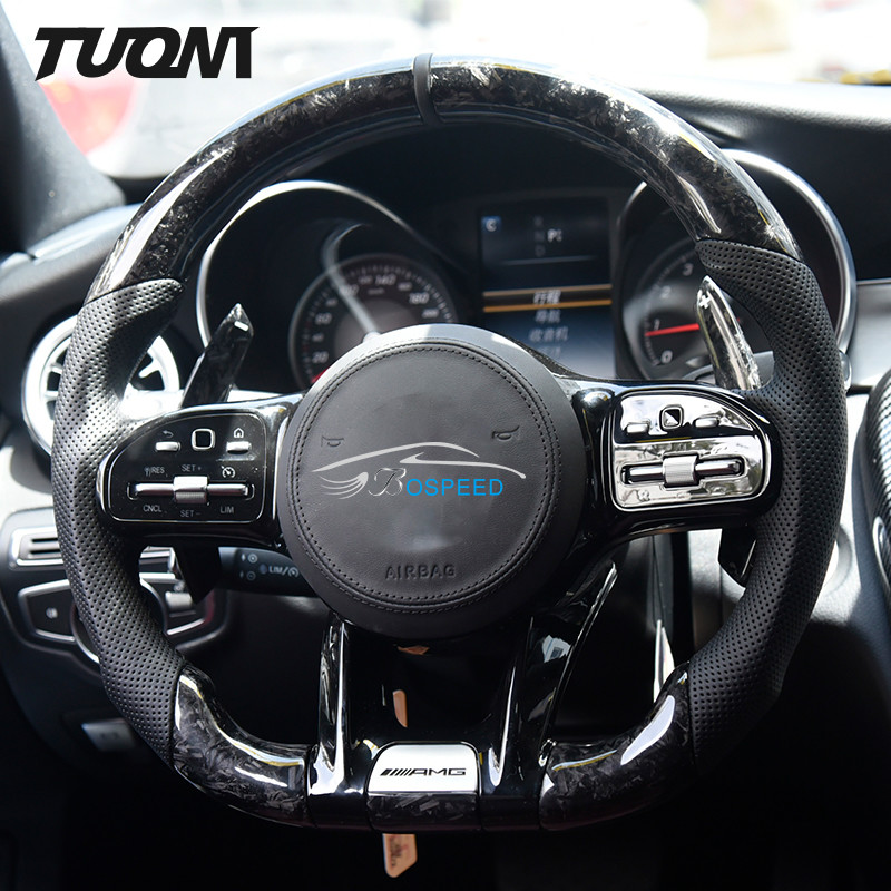 Forged Carbon Fiber Steering Wheel CLE GLC Mercedes Benz Leather Wheel Design