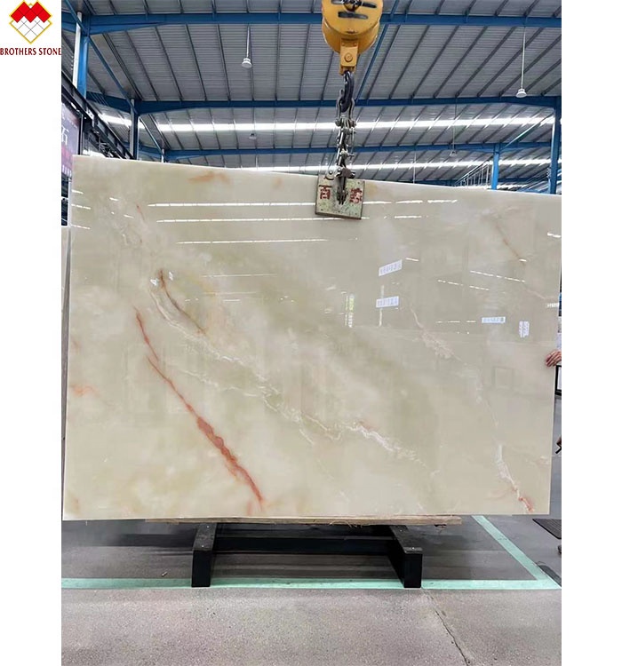Backlit Royal White Onyx Marble Slab for Customizable Table Countertop and Wall Panel