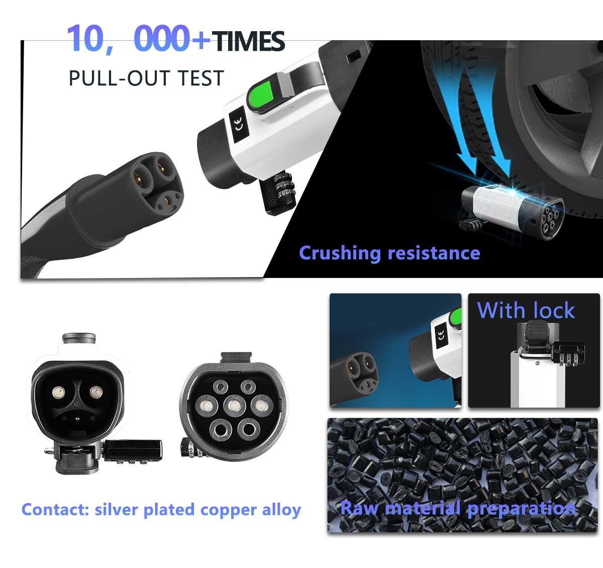 PC Copper NACS 7KW 32A AC EV Charging Adapter for Tesla to Type2 Inlet European Car Charging Rated voltage 220V