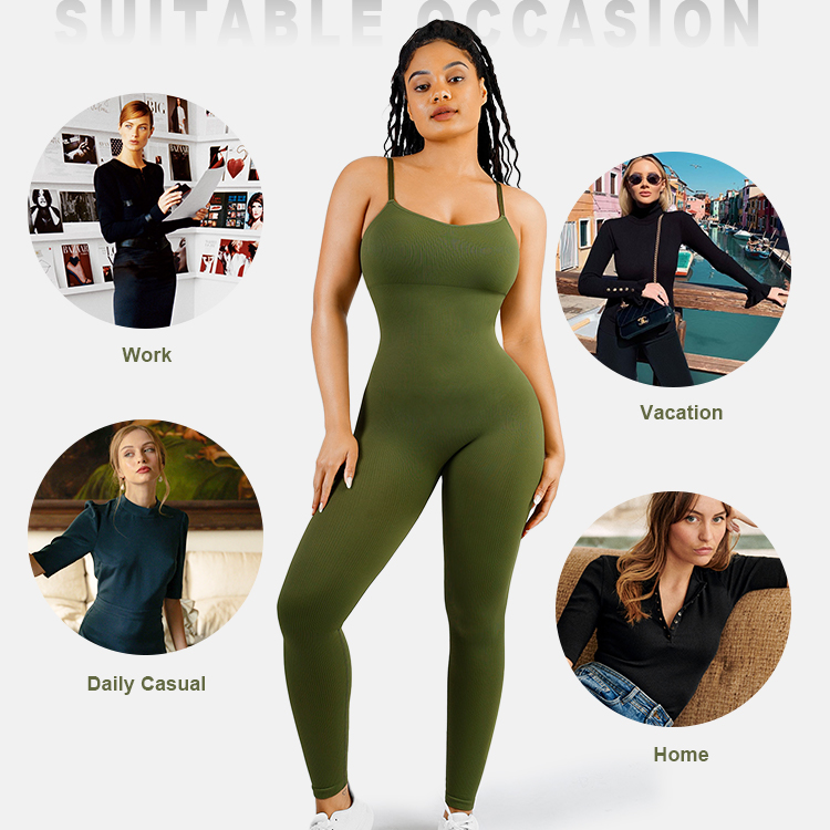 Plus Size Seamless One Piece Tight Workout Bodyjumpsuits Shapewear for Women Tummy Control