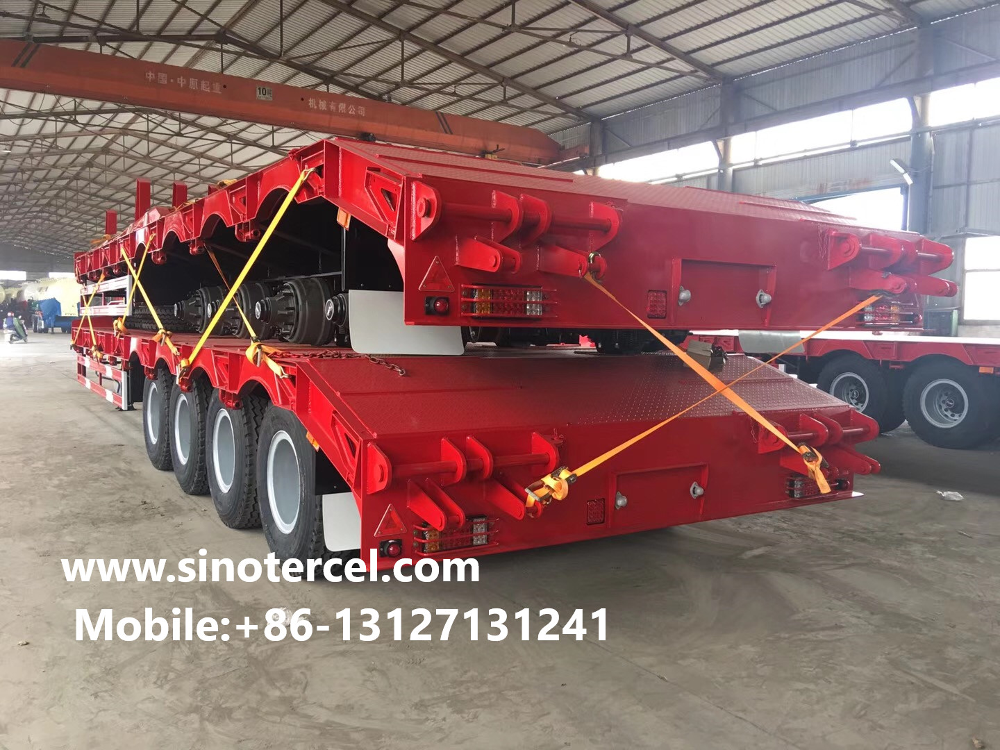 4 Axles Flat Bed Semi Trailer Strong Bearing Stable Single Axle 40 ft container