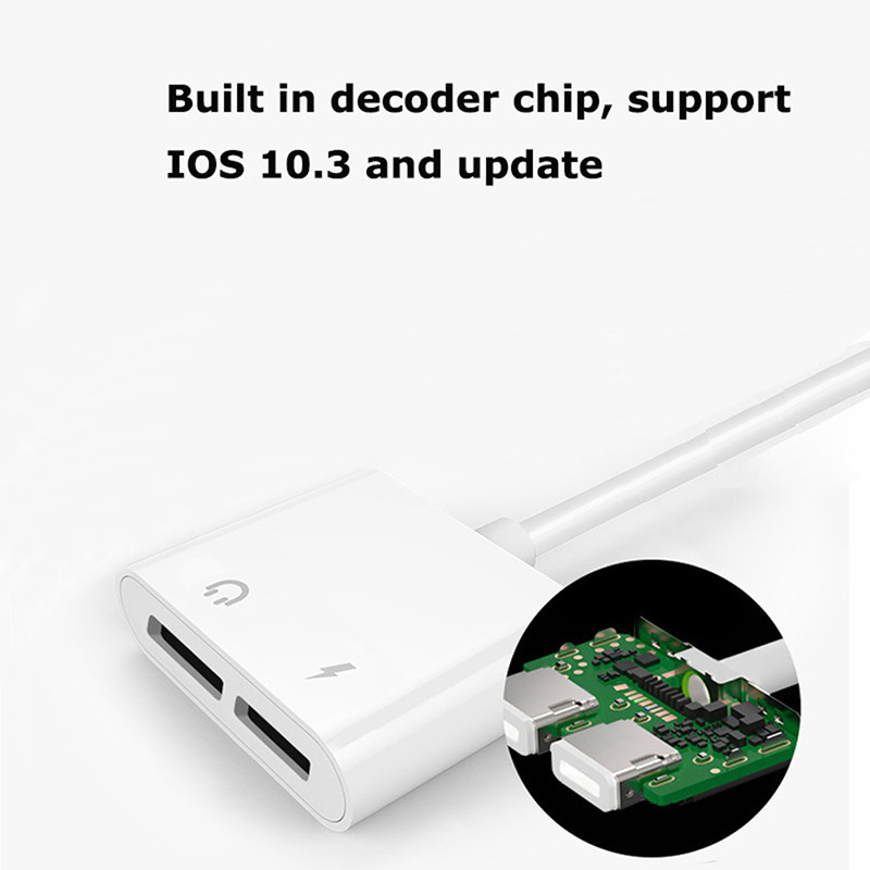 2 In 1 3.5mm Audio Cable ABS Dual Headphone Jack Adapter For Iphone 7 8 X