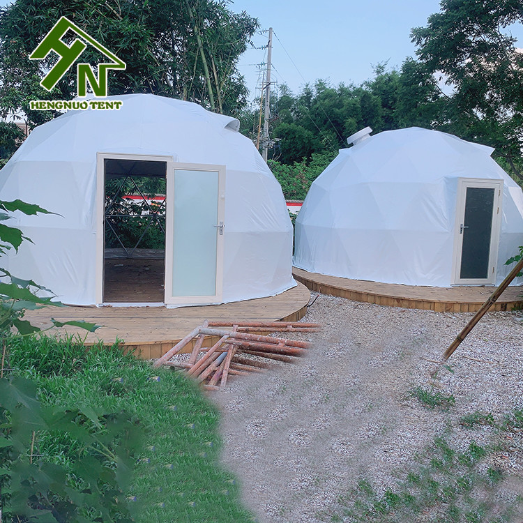 Inflatable Geodesic Dome Tent Camping Igloo Geodesic Dome Tent Install On The Snow
