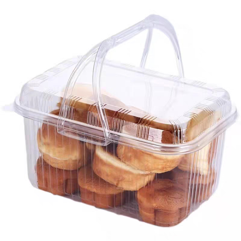 cake container with lid clear rectangle plastic blister bread box disposable pastry snack clamshell box