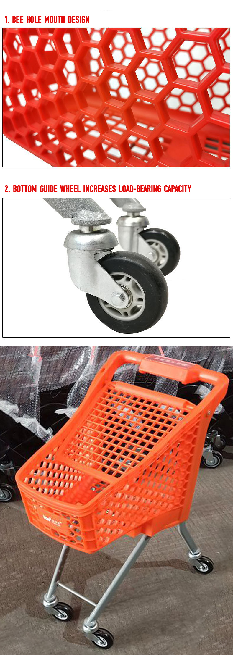 4 Wheel Plastic Shopping Trolley Easy Move Supermarket Children's Shopping Cart