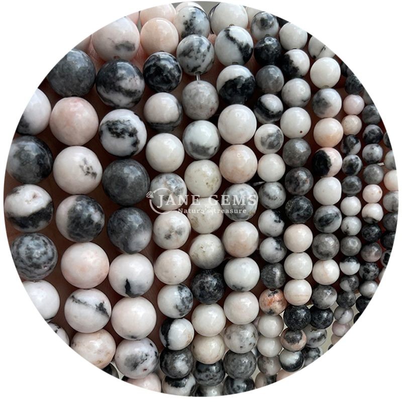 Wholesale Natural Stone Round Loose Beads 8mm Pink Zebra Jasper Loose Beads Tourmaline Round Beads Spacers For Jewelry