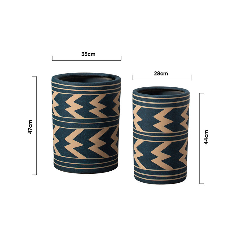 Nordic style modern home indoor decoration planter garden blue cylinder ceramic flower pots in bulk