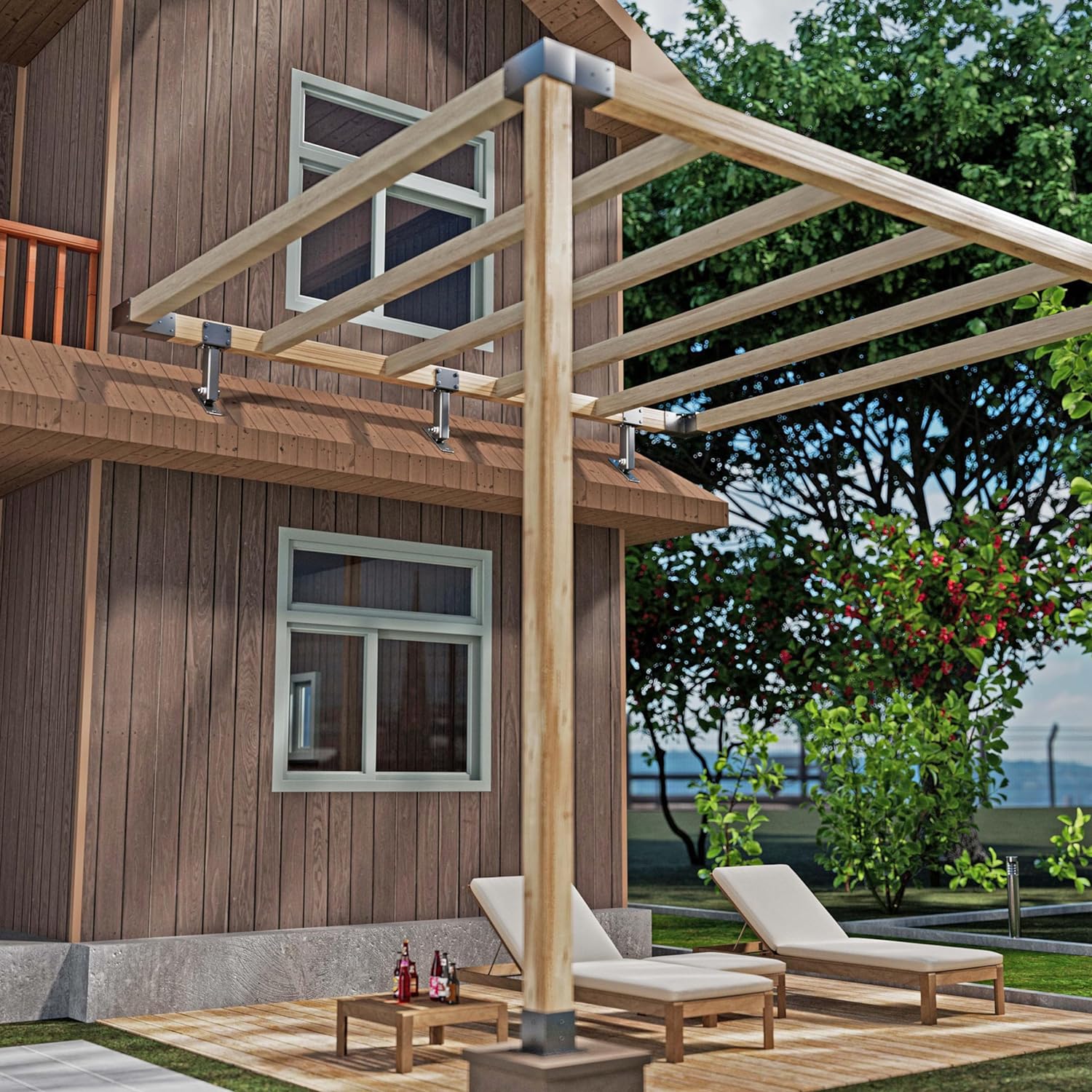 DIY Kit Lumber Pergola Brackets Patio Support Post Bracket with ISO9001 Rohs CE 16949