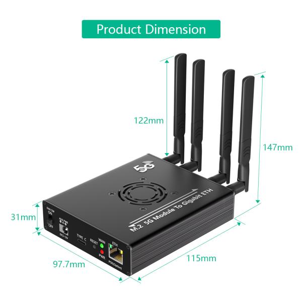 NGFF(M.2) 4G/5G Module To Type C Adapter With POE Module And Dual SIM Card Slot And RJ45 Port, Realtek RTL8125BG Controller