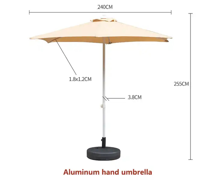 Camping Round Aluminum Center Pole Umbrella for Outdoor Restaurant Cafe Hotel Garden Beach