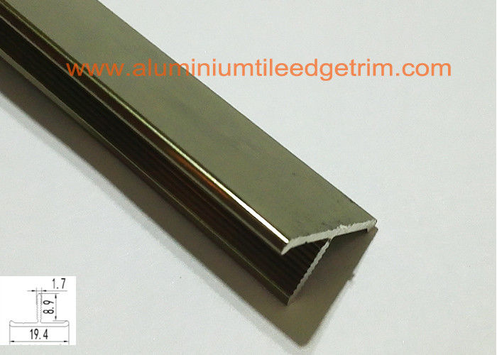 T Shaped Aluminium Floor Trims , Metal Floor Divider Polished Champagne Color