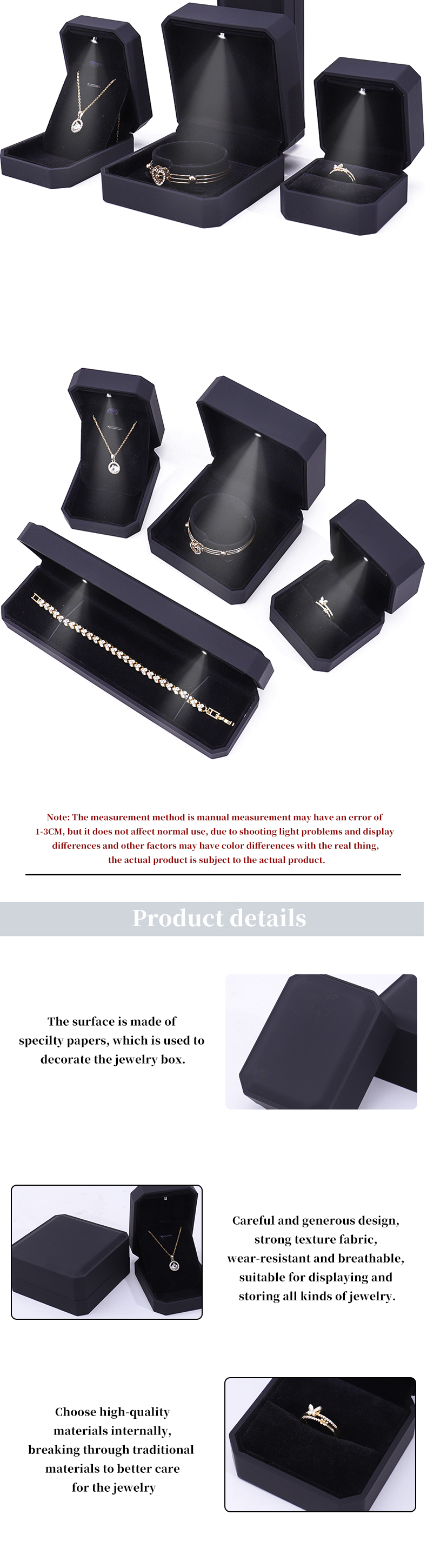 Newest Custom Logo LED Jewelry Display Box for Rings Necklaces Bracelets and Earrings