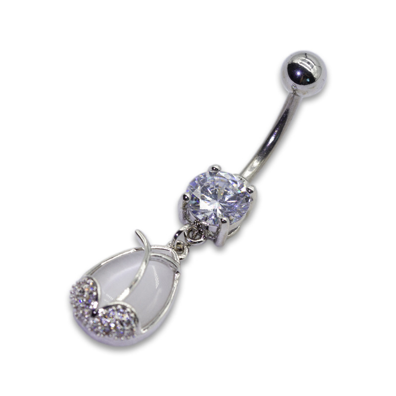 Water Drop Crystals 316 Stainless Steel Belly Button Rings Jewelry 10mm
