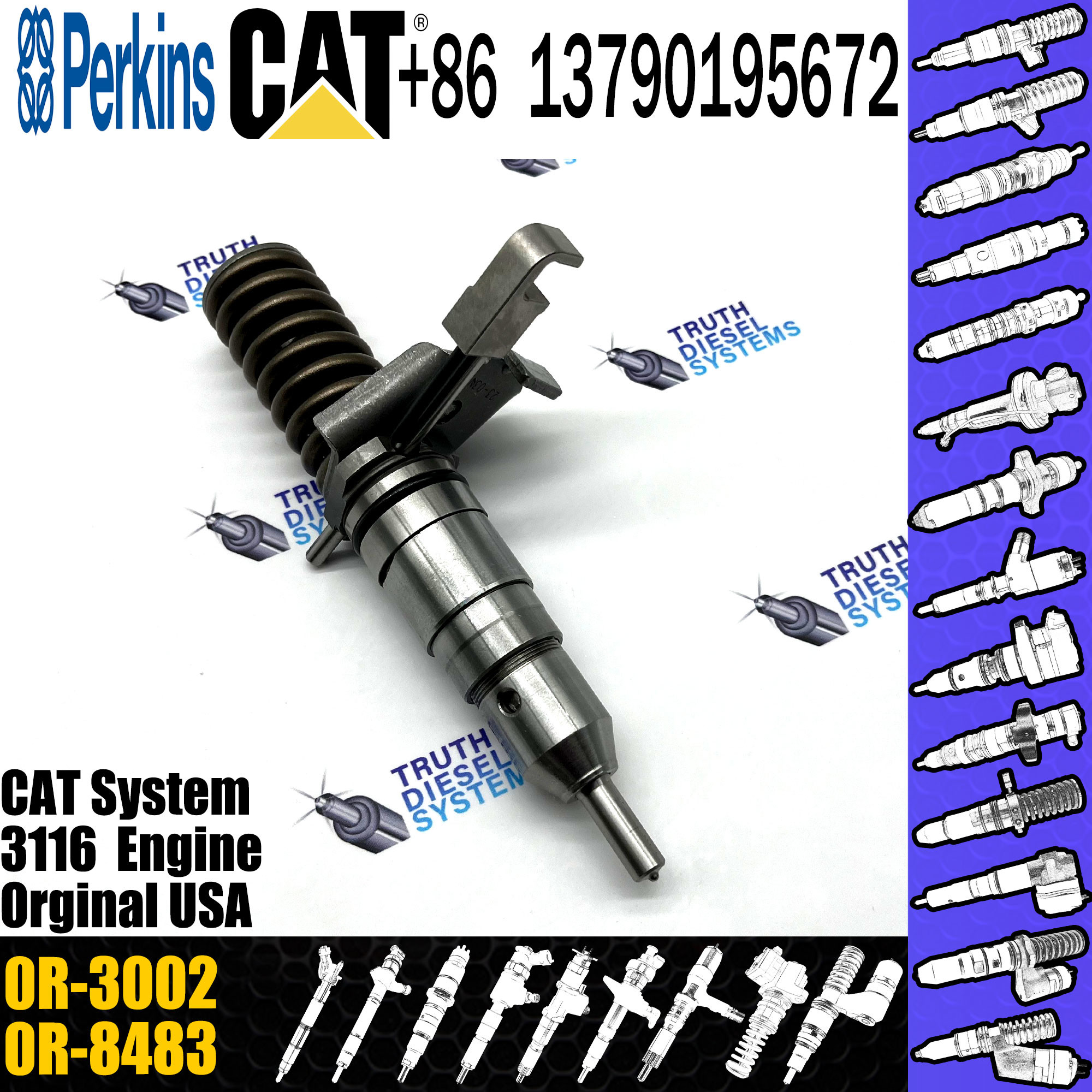 3114 3116 Engine Diesel Fuel Injector 7E-8727 7E8727 0R3002 0R-3002 For Excavator 205B 213B 214B 224B E110B E120B E240B
