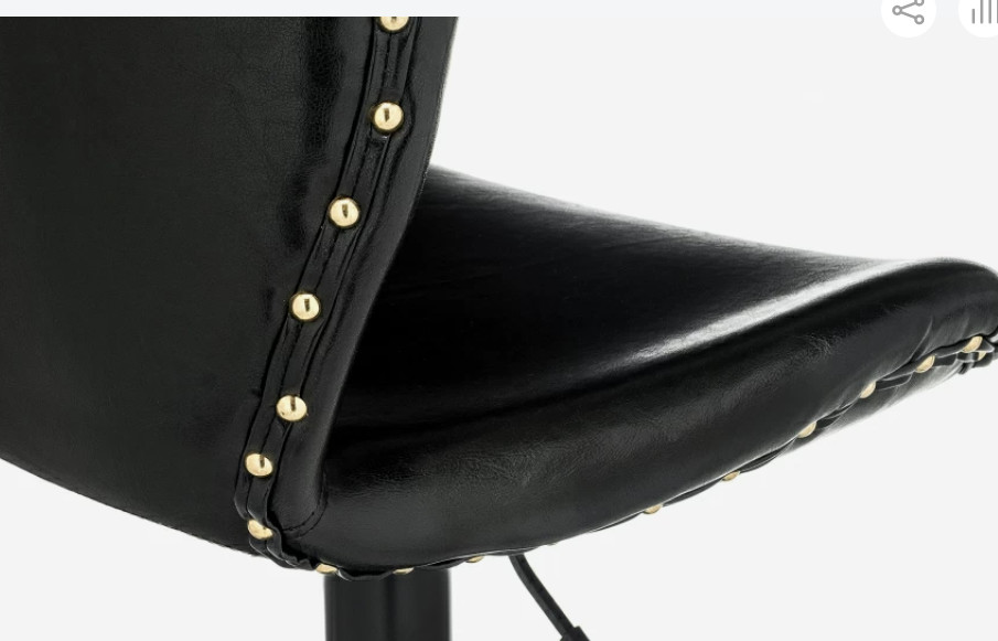 Height Adjustable Kitchen Bar Stool Chairs All Black Leg Swivel