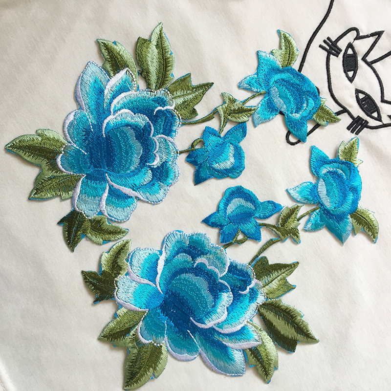 Apparel Accessories Red Rose Embroidery Lace Applique Hot Fix Motif