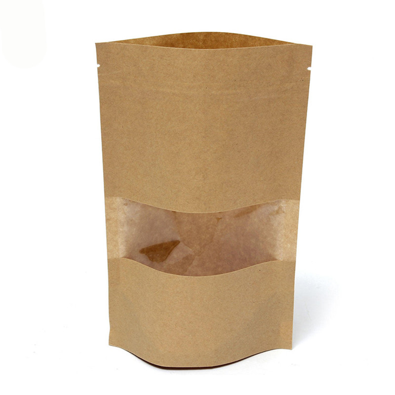 Packaging Paper Bag Food Biodegradable Candy Beef Bags Low Cost Paper Stand Up Pouch With Zipper