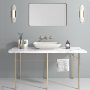 Quality Gray White Countertop Mounted Concrete Wash Basin Rectangular for sale