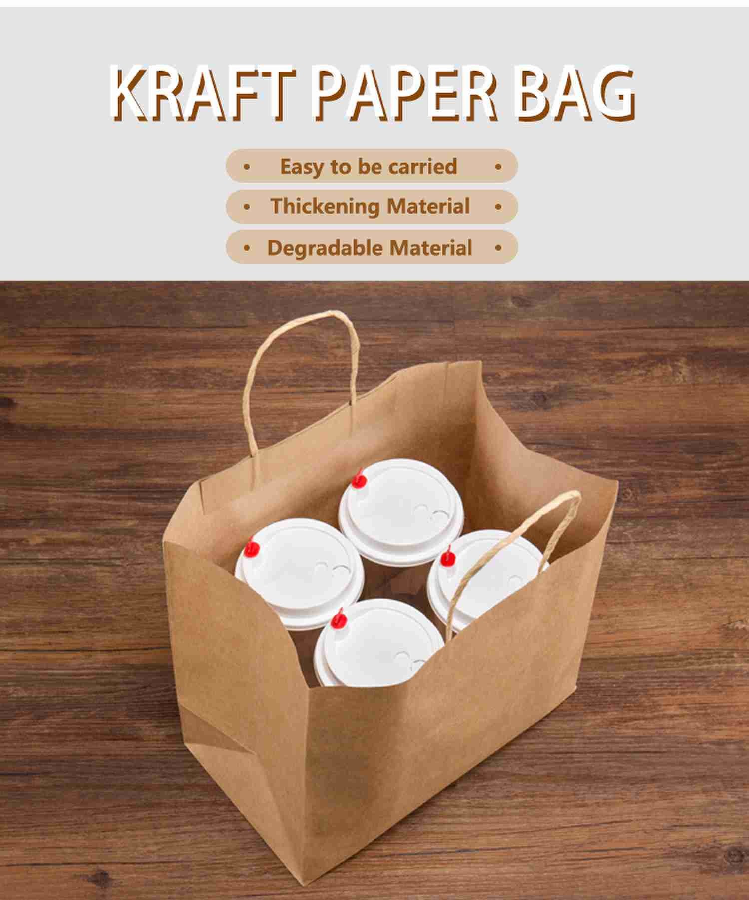 Biodegradable Takeaway Grocery Paper Craft Bags With Handles