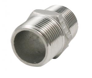 China Stainless Steel Screwed Pipe Fittings 150lb Male Hex Nipple Threaded Connection on sale