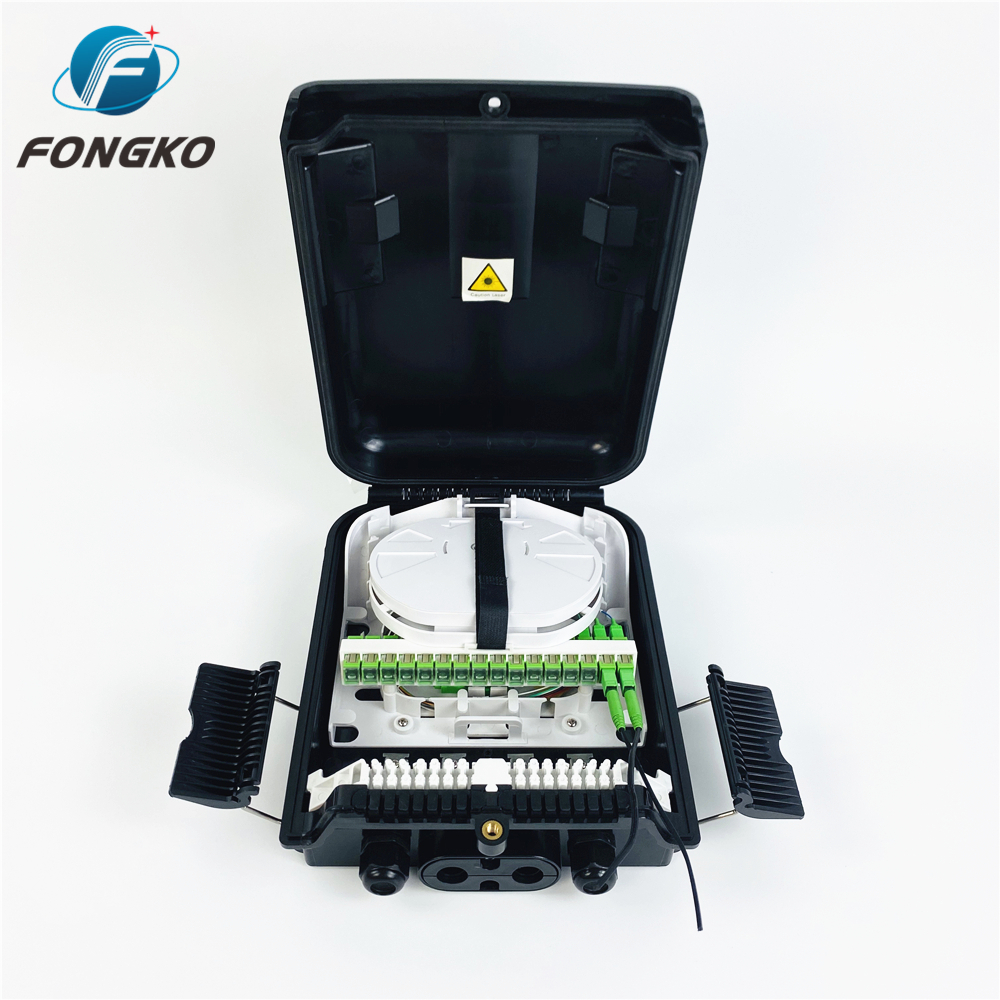 Outdoor Waterproof Black Fiber Optical Fat Ftth Splitter Box Distribution 16 Core