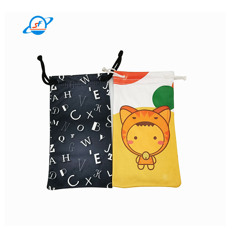 Customised Soft Drawstring Microfiber Pouch Glasses Case Tear Resistance