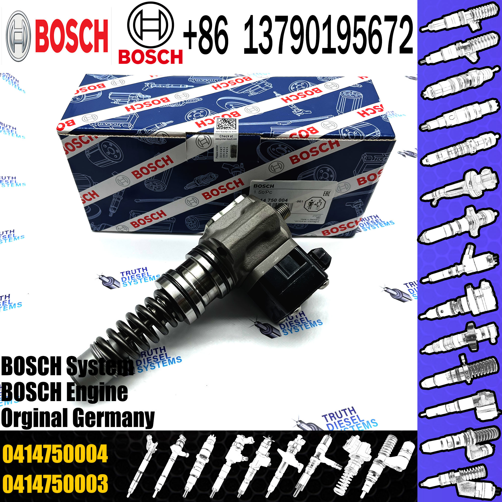 VOL Excavator EC210 EC240 EC290 Diesel Engine Spare Parts Unit Fuel Injector 0414750004