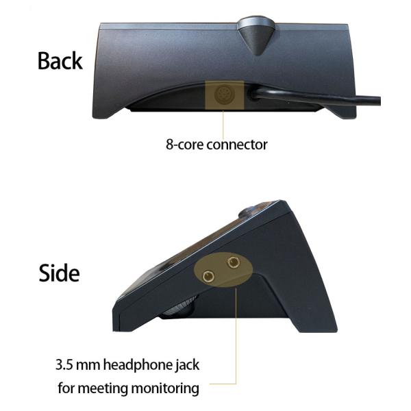 Full Digital Desktop 8 Pin Wired Meeting Mic System for Conference Room with Speaker