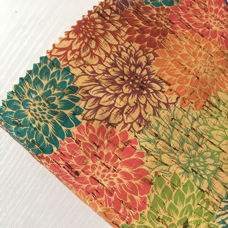 high quality new colorful printed Natural cork leather Fabric patterned with candy