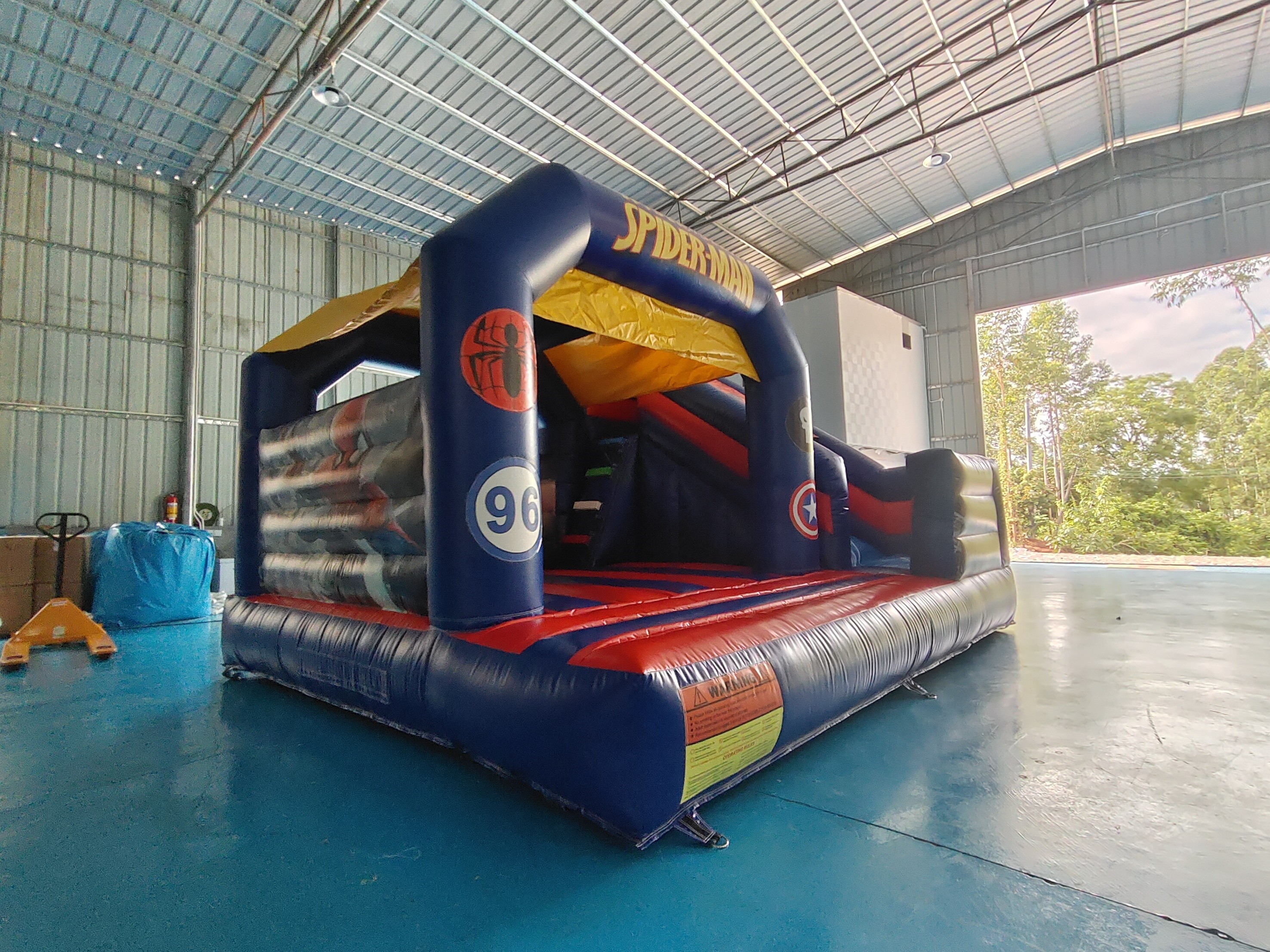 Outdoor Bounce House Inflatable Bouncer Combo With Slide Hero Spiderman Cartoon Theme