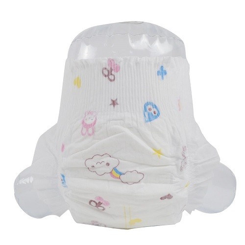 White Breathable Backsheet Soft Baby Diaper 390*320mm Cartoon Printed