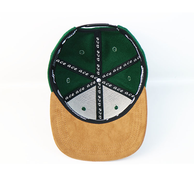 Pre Printed Adjustable Snapback Hat / Green Color Cotton Snapback Baseball Caps