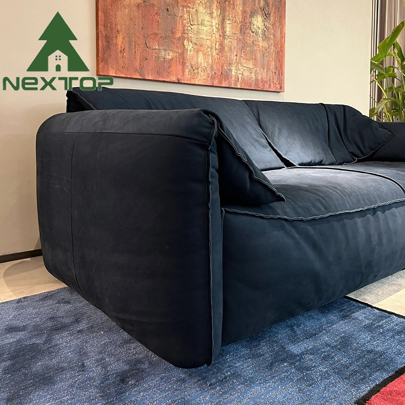 Custom Modern Deep Blue Fabric Interior Sofa 2 3 4 Seating For Home Villa Hotel