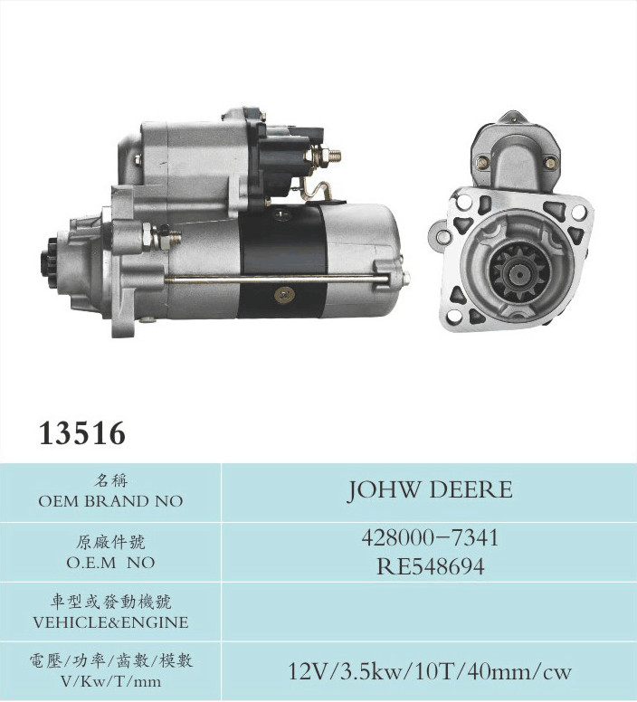 Aluminium John Deere Diesel Nippondenso Starter Motor 428000-7341 RE548694