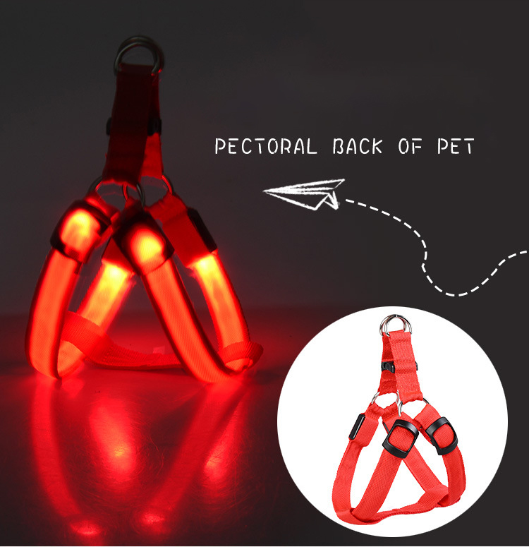 LED Night Dog Harness Vest Rechargeable USB Reflective Design Adjustable Leash Outdoor Walks