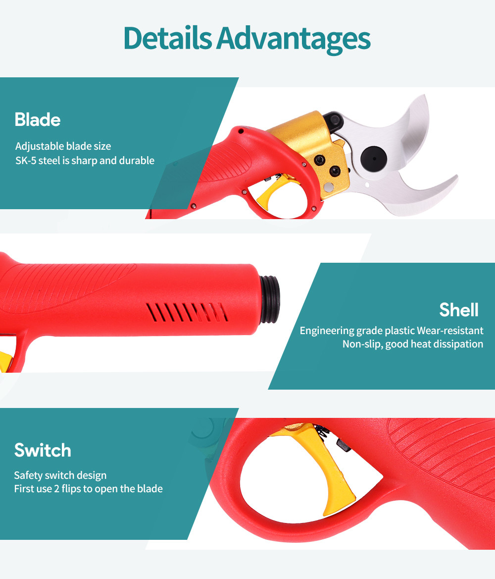 Swansoft Cordless 43.2V Electric Pruning Shears Scissors Cut The Branches of a Maximum Diameter of 40mm