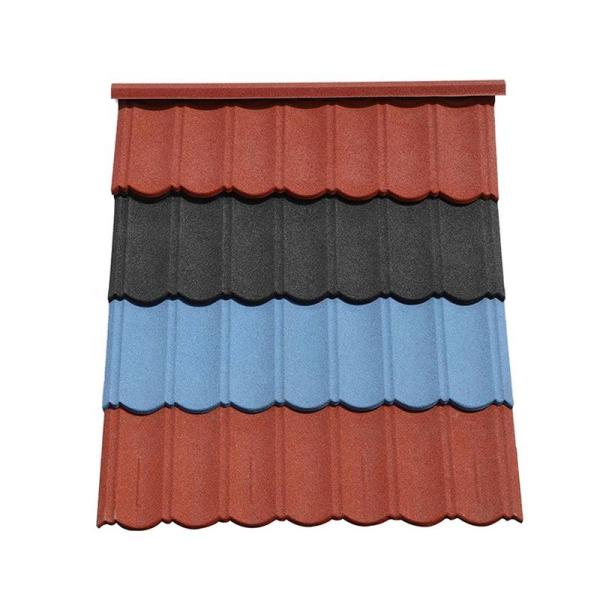 Low-maintenance metal roofing with a stone exterior