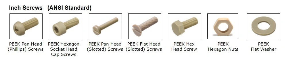 Peek Grub Screw Hexagon Socket Set Screw with High Temperature Resistance DIN913 DIN914