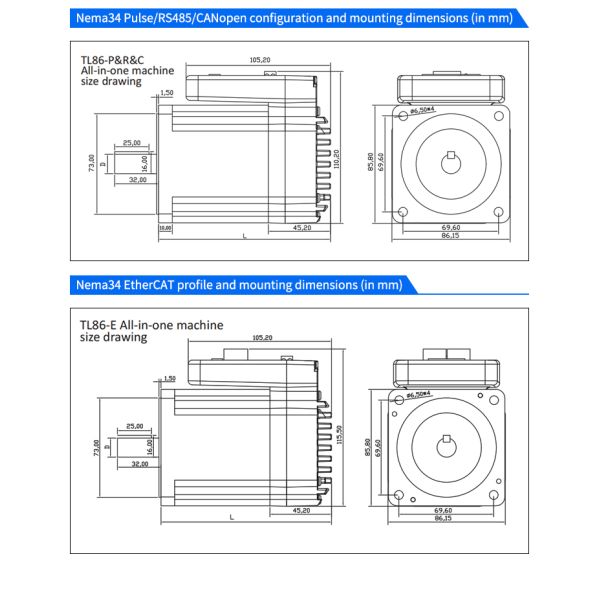 Lichuan Closed Loop Integrated Stepper Motors Driver 10N.m 2Phase Nema34 48V 6.0A 1000PPR