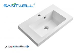 Quality SW600MM Sanitary Ware Hot Sale Stone Resin Basins Eco-Friendly Solid Surface Matt White Rectangle Shape Cabinet Basins for sale