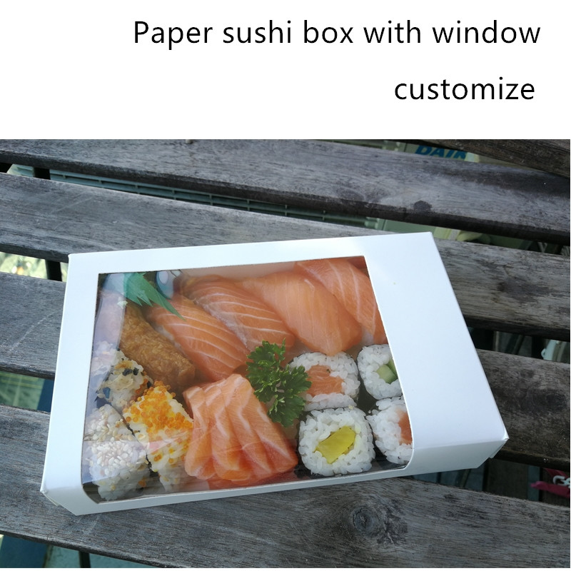 Disposable Kraft Paper Sushi Takeaway Box With Clear Window ISO9001