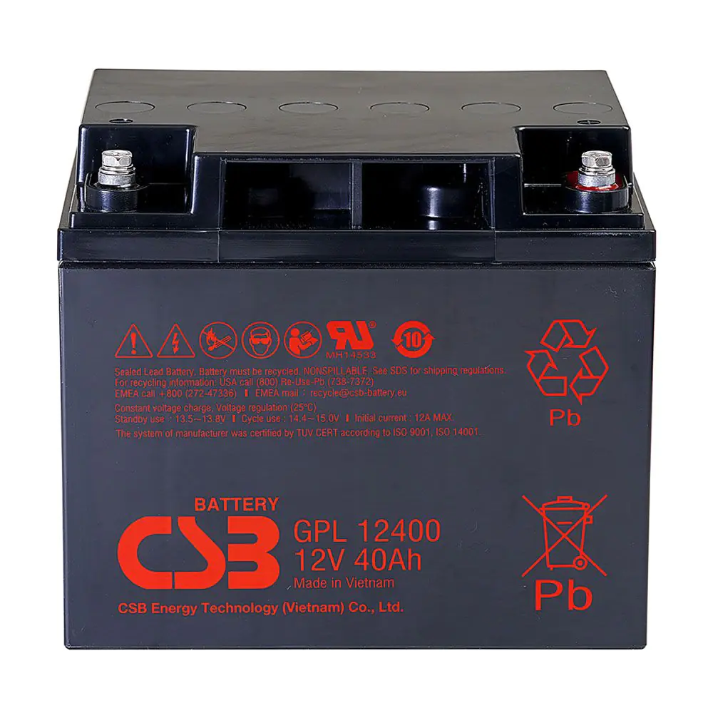 CSB Battery GPL12440 12V 40Ah Rechargeable Maintenance-Free Lead Acid Long Life Battery For UPS